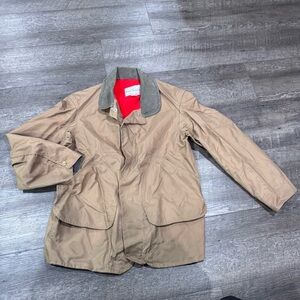 Brush Busters Bill Boatman &‎ Co Men's Tan Rain shooting Jacket with Gray Collar